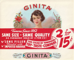 Cigar Label 205  Ginita  , Sigarenbanden Vitolas , Etiquette - Etiquettes