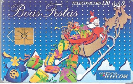 CARTE-PUCE-12/96-Gem A-PORTUGAL-PERE NOEL En TRAINEAUX-Utilisé TBE/RARE - Weihnachten