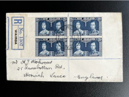 NEW ZEALAND 1938 REGISTERED LETTER WAIROA TO NORWICH 20-12-1938 NIEUW ZEELAND - Covers & Documents