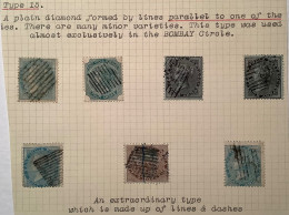 India 1855-1866 (ca) 7 Stamps Incl. Scarce Postmark’s Of Bombay Circle On Queen Victoria Issues (Inde Oblitération Rare - 1858-79 Kolonie Van De Kroon