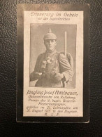 Sterbebild Wk1 Bidprentje Wo1 Avis Décès Deathcard 16. Bay. Reserve Pionier Komp. VOGESEN August 1915 - 1914-18
