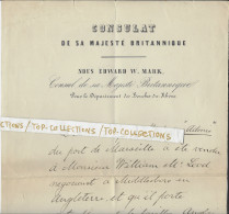 Navigation PAVILLON ANGLAIS  1882   VENTE NAVIRE VAPEUR « ADONIS » à Mac Leod  De Middlesbrough Sign.  Consul Angleterre - 1800 – 1899