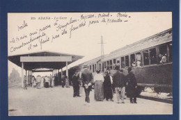 CPA Turquie Adana Gare Station Train Chemin De Fer écrite - Turquie