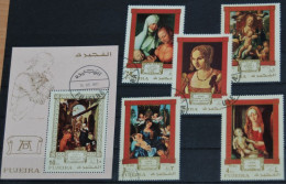 FUJEIRA 1971, Paintings, Albert Dürer, Mi #662-6 + B50, Used - Madonnas