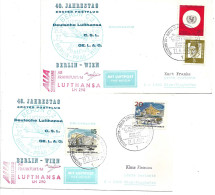 2361o: Lufthansa- Jubiläums- Postflug 1967 Berlin- Prag- Wien 2 Belege - First Flight Covers