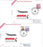 2361p: Iberia- Erstflug Wien- Barcelona- Madrid, 2 Belege Mit Österreich- Frankatur - Cartas & Documentos