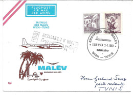 2361q: Malev- Erstflug Wien- Tunis 1969 Mit Österreich- Frankatur - Briefe U. Dokumente