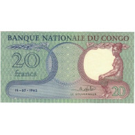 Billet, Congo Democratic Republic, 20 Francs, 1962, 1962-05-15, KM:4a, NEUF - Repubblica Democratica Del Congo & Zaire