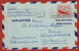 Air Letter, Luftpostleichtbrief Flugzeug, New York Nach Bern 1950 (23695) - 1941-60