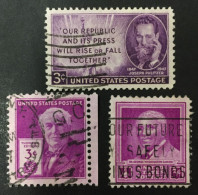 1947 United States - Thomas A. Edison, Dr. George Washington Carver, Josep Pulitzer - Used - Usati