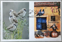 INDIA 2010 Birds Pvt Cachet MINIATURE SHEET FDC - Lettres & Documents