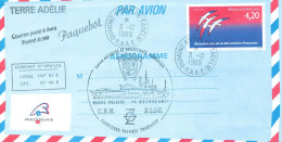 TERRE ADELIE - Posté à Bord DUMONT-DURVILLE - ENTIER POSTAL BICENTENAIRE REVOLUTION FRANCAISE - BEAUX CACHETS - TB ETAT - Postwaardestukken