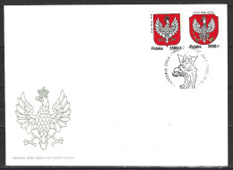 POLOGNE. N°3220-1 De 1992 Sur Enveloppe 1er Jour. Armoiries. - Briefe U. Dokumente