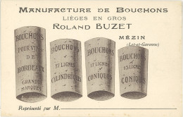 TB Manufacture De Bouchons Lièges En Gros Roland Buzet, Mézin - Werbepostkarten