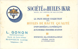 TB Carte Commerciale Société Des Huiles Ikar, St-Etienne - Publicité