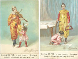 TB/B 2 CPA Victor Doyen, Vouziers – La Musique, La Géométrie, Clown - Werbepostkarten