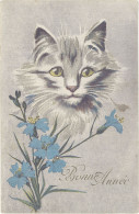 B Bonne Année, Chat & Fleurs - Neujahr