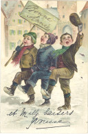 TB Bonne Année, Enfants Chantants Dans La Neige - Nouvel An