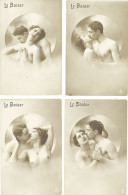 TB/B 4 CPA « Le Baiser », Couple D’Amoureux, érotisme, Seins Nus - Autres & Non Classés