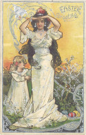 B Femme Période Art Nouveau « Easter Greeting » - Other & Unclassified