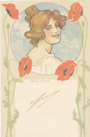 B Femme Art Nouveau, Signée B.W. (Brynolf Wenneberg) - Andere & Zonder Classificatie