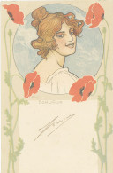 B Femme Art Nouveau, Signée B.W. (Brynolf Wenneberg) - Other & Unclassified