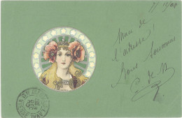 B Femme En Médaillon, Art Nouveau - Autres & Non Classés