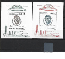 1967 CONGO Démocratique BF 19a-20a ** Kennedy, Espace, Côte 170.00, Non Dentelé - Nuevas/fijasellos