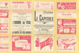 TB Cinéma Le Capitole Arles Sur Rhône 1957, Plié En 12 - Pubblicitari