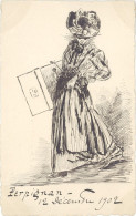 TB* Dessinée Main - Perpignan 1902, Femme En Robe & Chapeau - 1900-1949