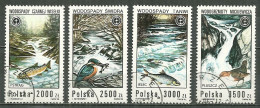 POLAND Oblitéré 3180-3183 Cascade Truite Martin Pecheur Poisson Blanc Oiseau - Usados