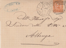 Italien Brief Aus Dem Jahr 1887 Von Torano Nach Albenga Ziffernstempel 189 - Oblitérés