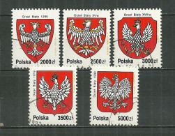 POLAND Oblitéré 3218-3222 Série Courante Aigle Armoirie Armoiries - Usados