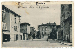 CPSM Dentelée 9 X 14 Isère  TULLINS  Place De L'Eglise - Tullins