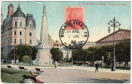 Argentine - Argentina - Buenos Aires - Plaza De Mayo - Carte Postale Pour La France - 2 Juillet 1916 - Storia Postale