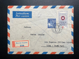 ENVELOPPE TCHECOSLOVAQUIE MORAVSKY KRUMLOV POUR LIMA PEROU 1961 - Lettres & Documents