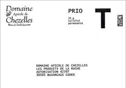 Domaine Apicole De Chezelles ( Autorisation 42397 ) Prio 20 G - Cartes/Enveloppes Réponse T