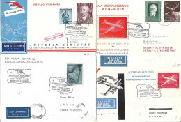 2362c: AUA- Erstflug Wien- Athen-Kairo 2.12.1959, 4 Belege Mit Rs. AKs Athen - Cartas & Documentos