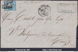 FRANCE N°45C SUR LETTRE GC 3982 TOULOUSE HAUTE GARONNE + CAD DU 26/12/1870 - 1870 Emissione Di Bordeaux