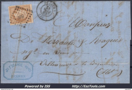 FRANCE N°13B SUR LETTRE PC 389 BEZIERS HERAULT + CACHET A DATE DU 23/11/1862 - 1853-1860 Napoleone III