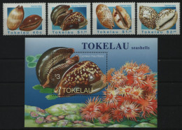 Tokelau 1996 - Mi-Nr. 238-241 & Block 9 ** - MNH - Meeresschnecke / Marine Snail - Tokelau