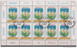 2001 Monaco     Yv.  2298-9  Mi.  2550-1 Used  Sheet  Europa - 2001