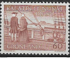 1971 Grönland  Mi. 77**MNH 250. Jahrestag Der Ankunft Der Ersten Neuzeitlichen Europäischen Siedler Und Hans Egedes In G - Neufs