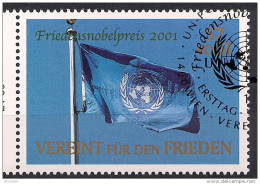 2001 UNO WIEN   Mi. 350 Used   Verleihung Des Friedensnobelpreises 2001 - Gebraucht