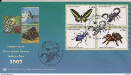 2009 UNO WIEN   Mi. 588-91 FDC    Gefährdete Arten (XVII): Insekten Und Spinnentiere. - FDC