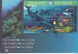 2010 UNO Wien Mi. Bl 26 + Bl. 27 FDC Ein Planet, Ein Ozean - 50 Jahre Internationale Ozeanographische Kommission - FDC