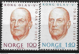 1973 Norwegen Mi. 664-5 **MNH   70. Geburtstag Von König Olav V. - Ungebraucht