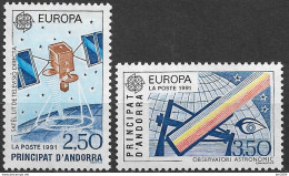 1991 Andorra FR    Mi. 423-4** MNH  Europa : Europäische  Weltraumfahrt - 1991