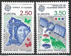 1991 Frankreich  Mi. 2834-.5** MNH  Europa : Europäische  Weltraumfahrt - 1991