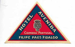 Portugal Etiquette Valise Hotel Avenida Coimbra Luggage Label - Etiquetas De Hotel